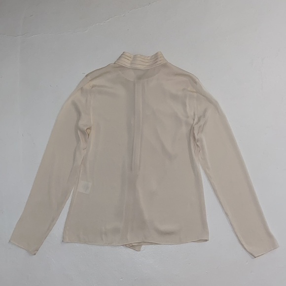 Elie Tahari Silk Ruffle Blouse in Cream Size Small Petite - Picture 3 of 6